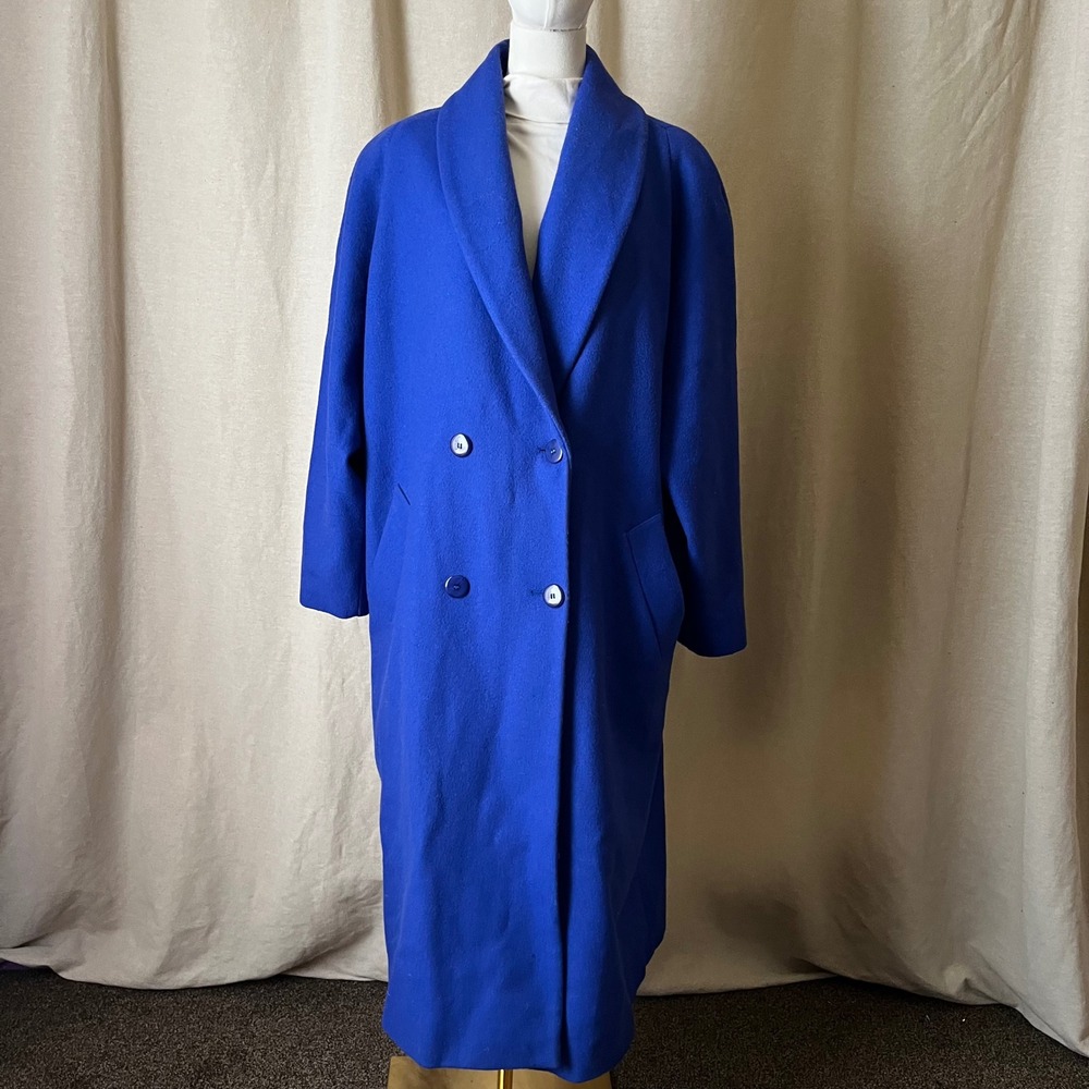 Vintage Levine Classics Cobalt Blue Wool‎ Overcoat Size 20WP Oversized